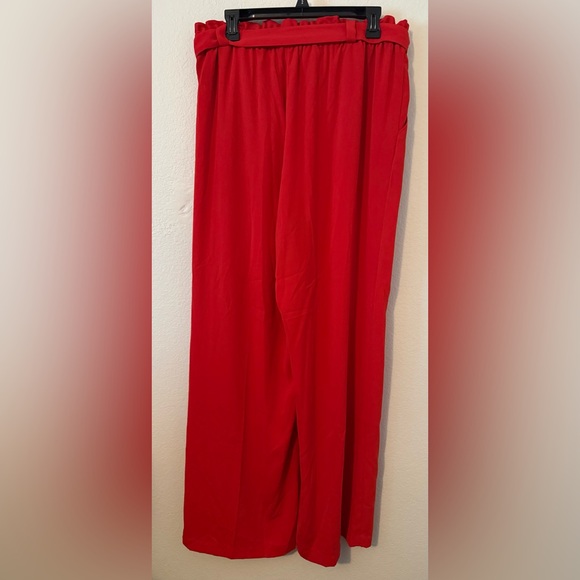 BOLD elements Red Ruffled Waist Pants - Picture 2 of 6